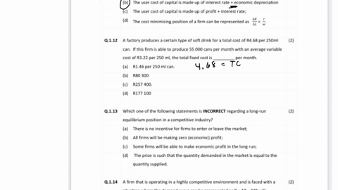 q111-which-one-of-the-following-statements-relating-to-production-costs-is-correct-2-a-when-a-firm-experiences-decreasing-returns-to-scale-the-change-in-output-is-greater-than-the-change-in-inputs-b-t
