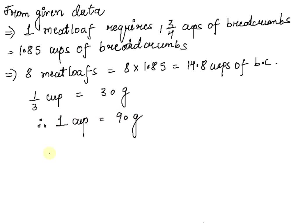 SOLVED You're planning on making 8 meatloafs for a party. You go to