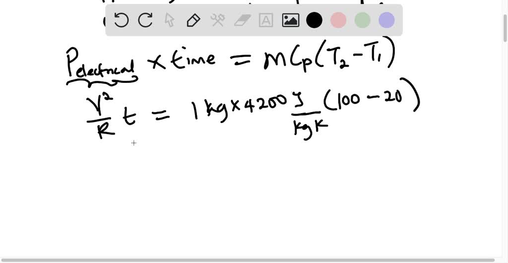 SOLVED An electric heating coil of resistance R is immersed in 1 kg of