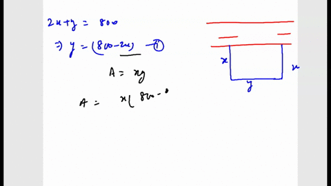 Rectangular plot of land is divided into 4 equal parts with...
