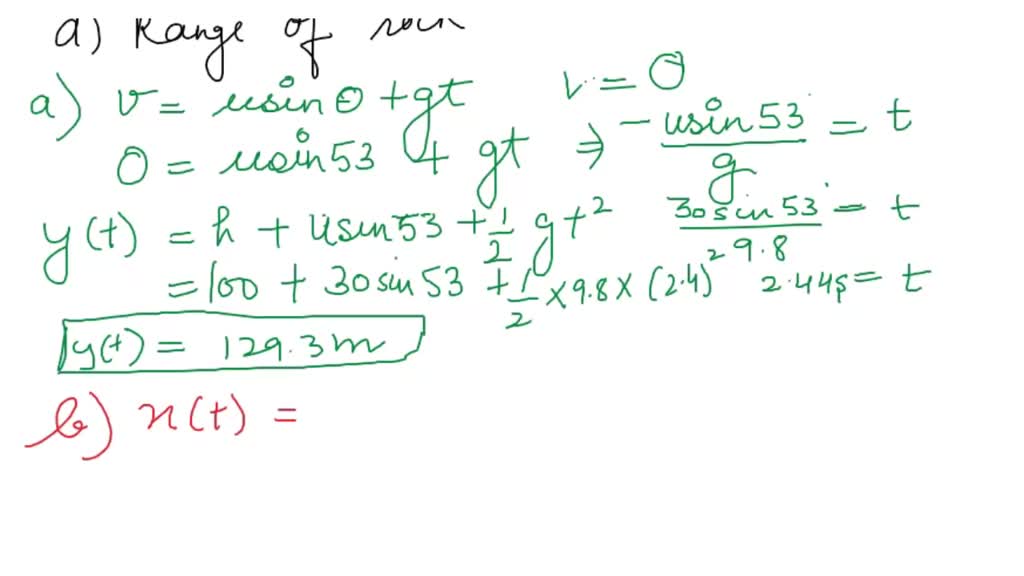 SOLVED A rock is thrown off a cliff at an angle of 53 degrees with