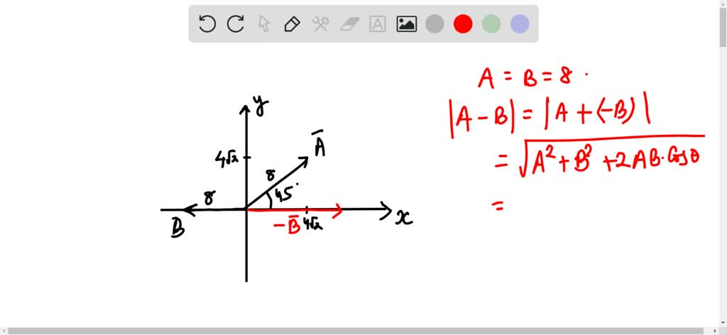 SOLVED: Vector A has magnitude of 8 units and makes an angle of 45.0 ...