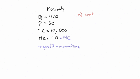 currently-a-monopolists-profit-maximizing-output-is-400-units-per-week-and-it-sells-its-output-at-a-price-of-60-per-unit-the-firms-total-costs-are-10000-per-week-the-firm-is-maximizing-its-p-32328