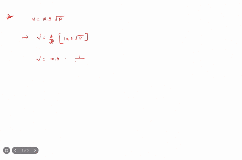 the-velocity-of-water-fts-at-the-point-of-discharge-is-given-by-v-10900vp-where-is-the-pressure-ib-in-of-the-water-at-the-point-of-discharge-find-the-rate-of-change-of-the-velocity-with-resp-07035