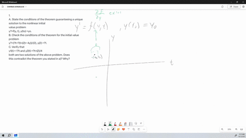 1-a-state-the-conditions-of-the-theorem-guaranteeing-a-unique-solution-to-the-nonlinear-initial-value-problem-yfy-t-yto-yo-b-check-the-conditions-of-the-theorem-for-the-initial-value-problem-27342
