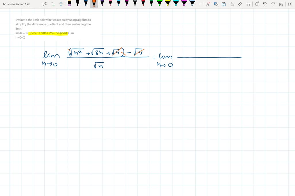SOLVED: Evaluate the limit below in two steps by using algebra to ...