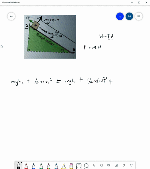 a-small-block-of-mass-m-slides-to-the-left-on-horizontal-surface-with-speed-u-frictionless-then-the-block-slides-up-rough-ramp-that-has-an-incline-angle-of-the-kinetic-friction-coefficient-o-87727