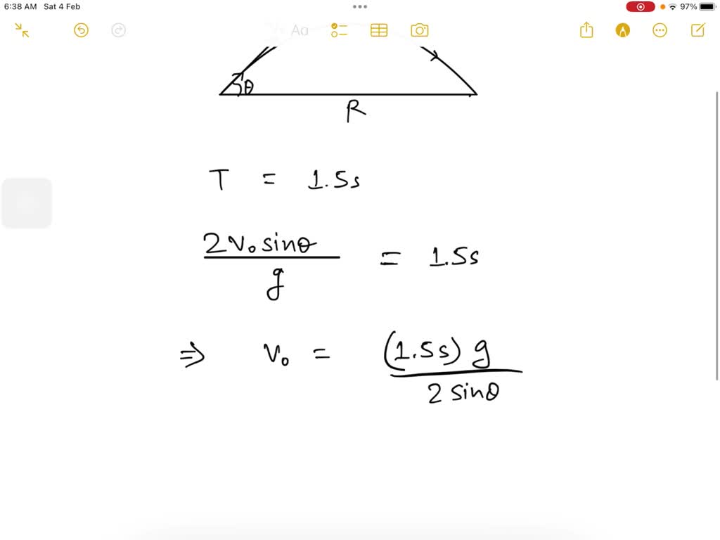 SOLVED A soccer ball is kicked from the ground at an angle of θ = 59
