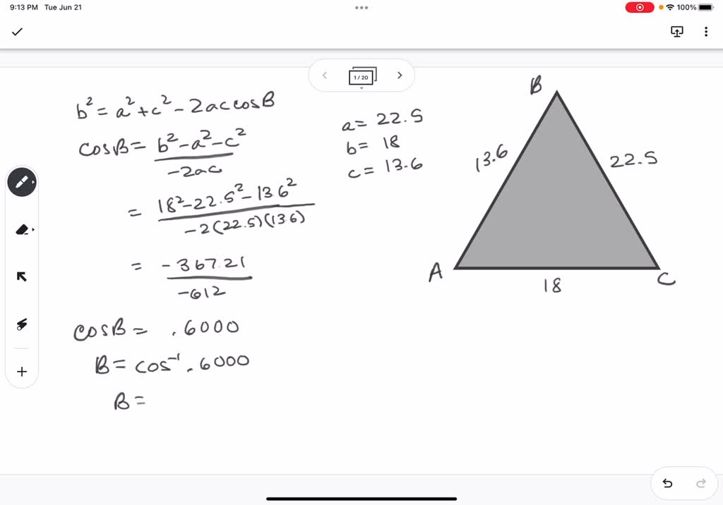 SOLVED: In ΔABC, The Lengths Of A, B, And C Are 22.5 Centimeters, 18 ...