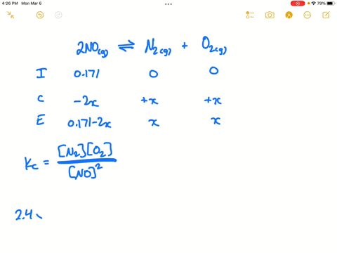 at-2000-c-the-equilibrium-constant-for-the-reaction-2nogn2go2g-is-kc24103-if-the-initial-concentration-of-no-is-0171-m-what-is-the-equilibrium-concentration-of-no-incorrect-answers-838m-0018-84305