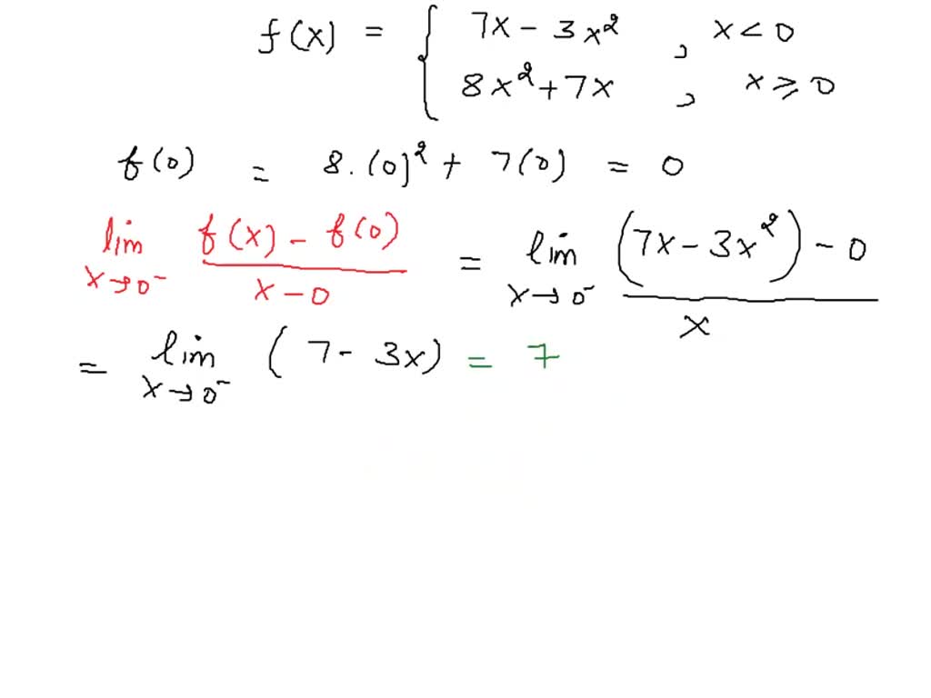 SOLVED: point) Let Ix - 3x2 for x 0 f(x) = According to the definition ...