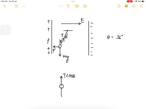 the-electric-field-between-the-plates-of-a-parallel-plate-capacitor-is-horizontal-uniform-and-has-a-magnitude-e-asmall-object-with-a-charge-of-207-c-is-attached-to-the-string-the-tension-in-the-string