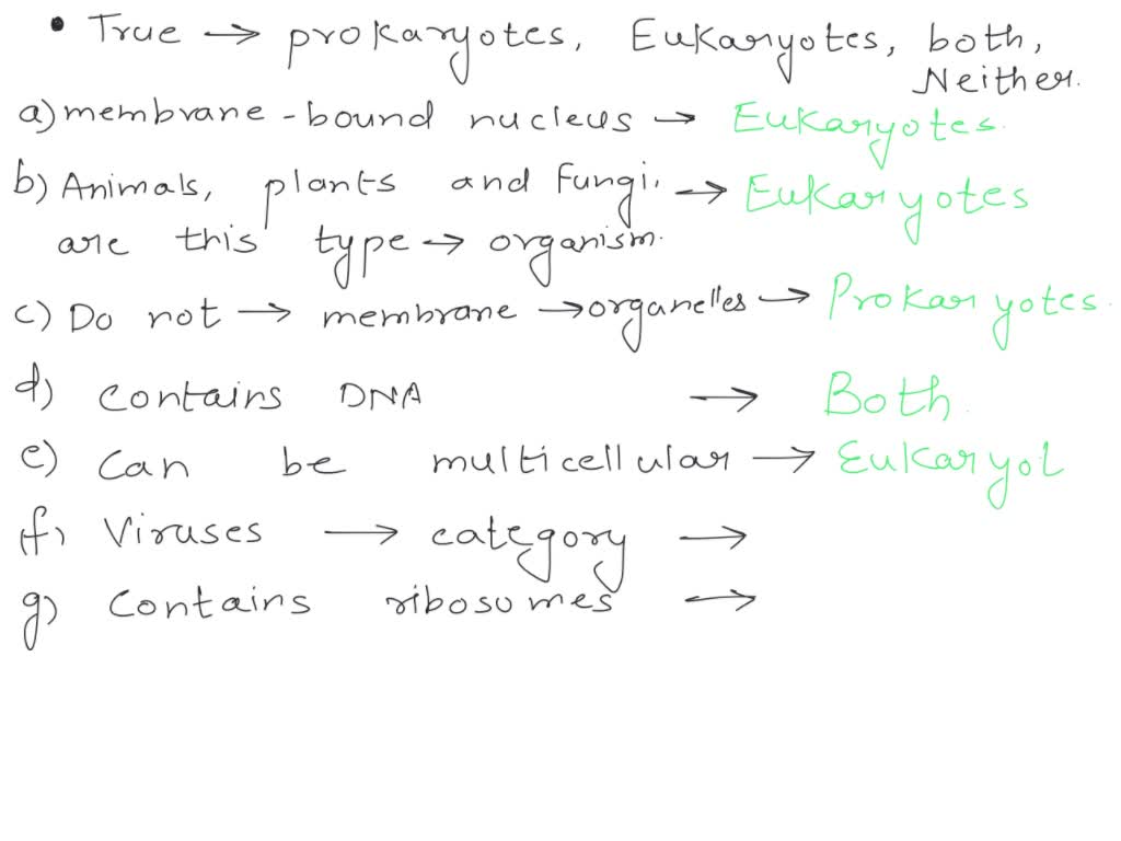 SOLVED Determine whether each statement Is true about prokaryotes, eukaryotes, both; or neither