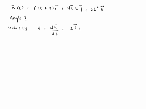 the-equation-rt-2t-8-i-v3t-j-212-kis-the-position-of-_-particle-in-space-at-time-find-the-angle-between-the-velocity-and-acceleration-vectors-at-time-t0-what-is-the-angle-radians-type-an-exa-06383