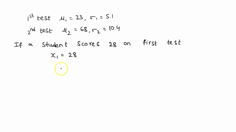 a-math-teacher-gives-two-different-tests-to-measure-students-aptitude-for-math-scores-on-the-first-test-are-normally-distributed-with-a-mean-of-23-and-a-standard-deviation-of-51-scores-on-th-92036