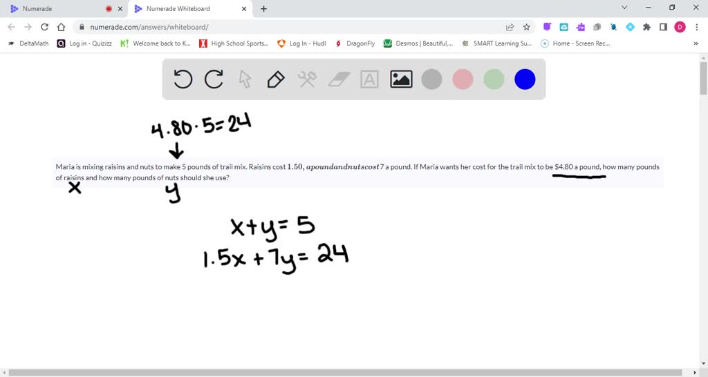 SOLVED A pound of raisins costs 2.00, and a pound of almonds costs5.00