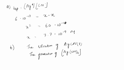the-chemistry-of-silveri-cyanide-a-calculate-the-solubility-of-agcns-in-water-from-the-k_mathrmsp-va-55163