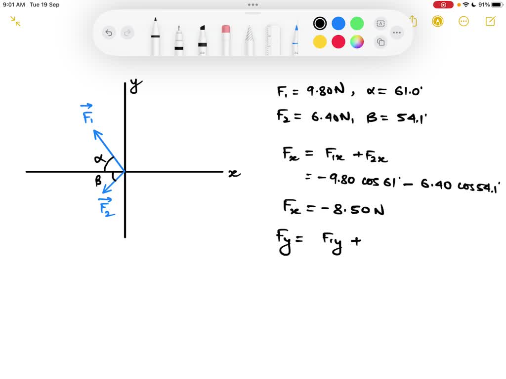 SOLVED: Two forces, F⃗ 1 and F⃗ 2 , act at a point, as shown in (Figure ...