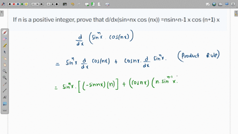 if-n-is-a-positive-integer-prove-that-ddxsinnx-cos-nx-nsinn-1-x-cos-n1-x