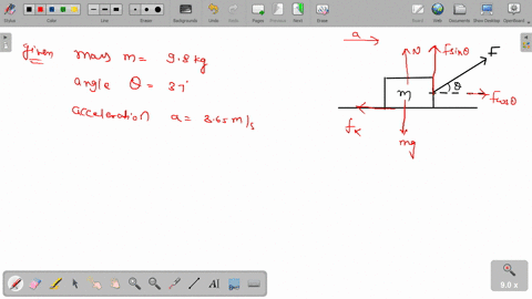 a-box-of-mass-m-98-kg-is-pushed-by-a-force-f-across-a-floor-with-a-coefficient-of-kinetic-friction-k-034-the-box-accelerates-with-an-acceleration-of-a-365-ms2-along-x-direction-the-force-f-a-41419