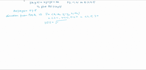 Find the directional derivative of f(x, y, z) = xy + yz + zx