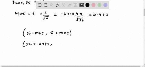 a-simple-random-sample-with-n-56-provided-a-sample-mean-of-225-and-a-sample-standard-deviation-of-44-round-your-answers-to-one-decimal-place-a-develop-a-90-confidence-interval-for-the-population-mea-3
