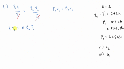 two-2-moles-of-monoatomic-gas-initially-at-25c-and-05-atm-is-compressed-isothermally-to-125-atm-if-the-gas-behaves-like-an-ideal-gas-computeithe-final-volume-of-the-gas6-marksiiheat-lost-during-compre