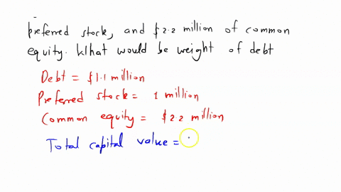 avery-co-has-11-million-of-debt-1-million-of-preferred-stock-and-22-million-of-common-equity-what-would-be-its-weight-on-debt-49523