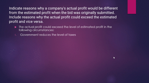 indicate-reasons-why-a-companys-actual-profit-would-be-different-from-the-estimated-profit-when-the-bid-was-originally-submitted-include-reasons-why-the-actual-profit-could-exceed-the-estima-60252