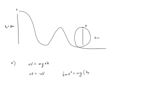 a-350-kg-roller-coaster-car-starts-from-rest-at-point-aat-aheightof-25m-above-the-bottom-of-the-circular-loop-and-slides-down-a-frictionless-loop-the-loop-see-figure_-a-how-fastis-this-rolle-66015