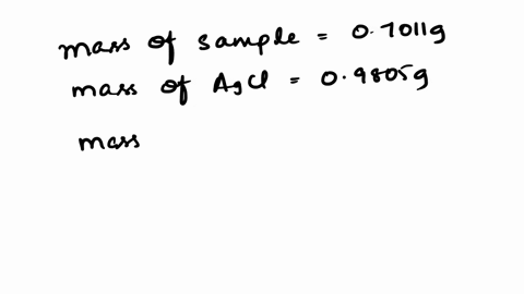 in-the-analysis-of-07011-g-of-an-impure-chloride-containing-sample-09805-g-of-agcl-molar-mass-14332-were-precipitated-what-is-the-percentage-by-mass-of-chloride-in-the-sample-33106