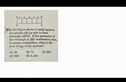 e-4-in-the-figure-above-5-equal-squareg-are-placed-side-by-gide-to-form-rectangle-abcd-if-the-perimeter-of-the-rectangle-is-360-centimeters-then-in-square-centimeters-what-is-the-area-of-one-10973