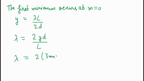 two-slits-spaced-00720-mathrmmm-apart-are-0800-mathrmm-from-a-screen-coherent-light-of-wavelength-lambda-passes-through-the-two-slits-in-their-interference-pattern-on-the-screen-the-distance-from-th-2