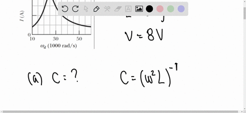 the-current-amplitude-i-versus-driving-angular-frequency-omega_d-for-a-driven-r-l-c-circuit-is-given-in-fig-31-30-where-the-vertical-axis-scale-is-set-by-i_s400-a-the-inductance-is-200-mu-mathrmh-an-2