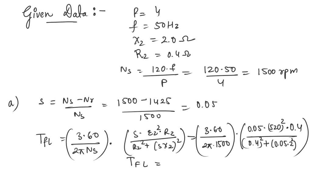 SOLVED A 4pole, 3phase, 50 Hz induction motor has a voltage between
