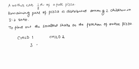 a-mother-eats-18-of-a-full-pizza-and-gives-the-reminder-of-the-pizza-to-her-2-children-the-children-share-it-according-to-the-ratio-32-how-much-is-the-smallest-share-as-a-fraction-of-a-whole-23207
