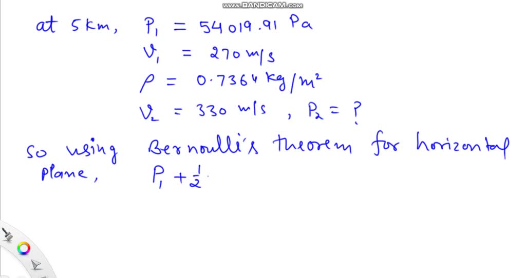 SOLVED Consider an airplane flying at a standard altitude of 5 km with a velocity of 270 m/s