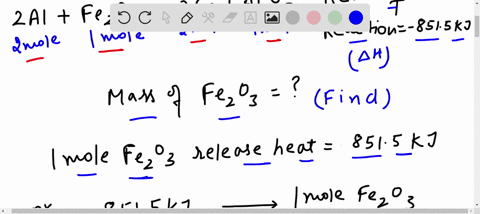 what-mass-of-fe2o3-must-react-to-produce-783-kj-of-heat-2ais-fe2o3s-4-2fes-al203s-heat-of-reaction-8515-kj-g-fe2o3-58262
