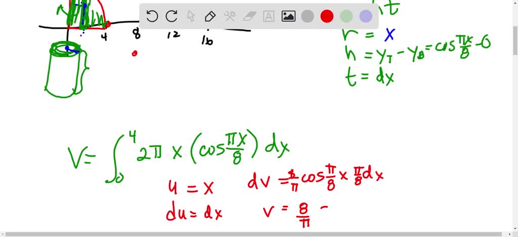 SOLVED: Use the method of cylindrical shells to find the volume V ...