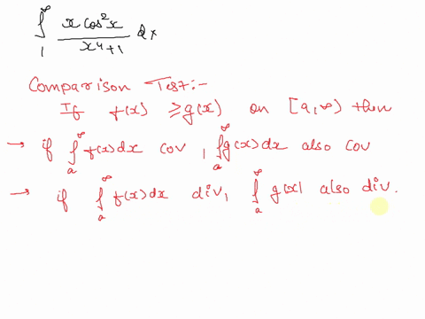 use-the-comparison-test-for-improper-integrals-to-determine-whether-the-integral-converges-or-diverges-xcos-x-dx-x-1-57889