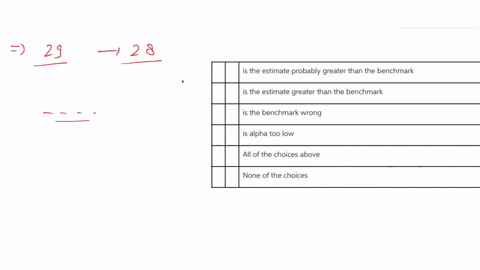 the-estimate-is-29-and-the-benchmark-is-28-because-of-the-probability-that-the-estimate-suffers-from-some-random-sampling-error-it-would-be-logical-to-ask-______-or-is-the-difference-probabl-48603