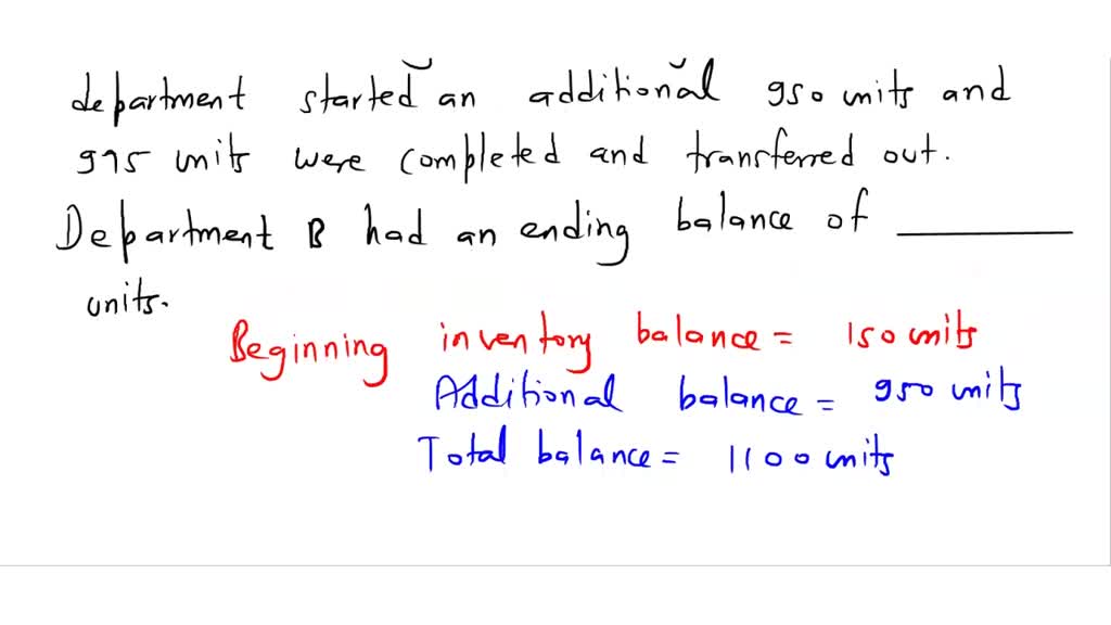 SOLVED: Department B Had A Beginning Inventory Balance Of 150 Units ...