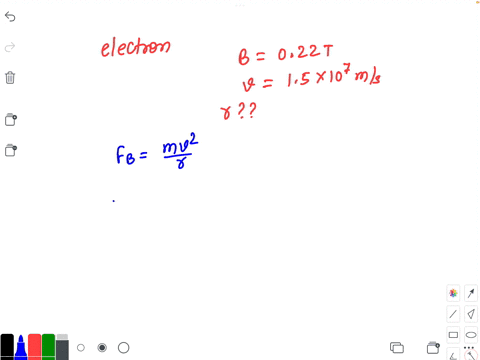 an-electron-moving-perpendicular-to-a-uniform-magnetic-field-of-022-t-moves-in-a-circle-with-a-speed-of-15107-ms-what-is-the-radius-of-the-circle-e-16010-10-19-c-m-electron-91110-31-kg-68706