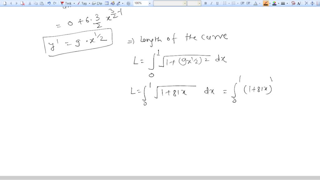 SOLVED: Find the length of the curve described by the function x where 1