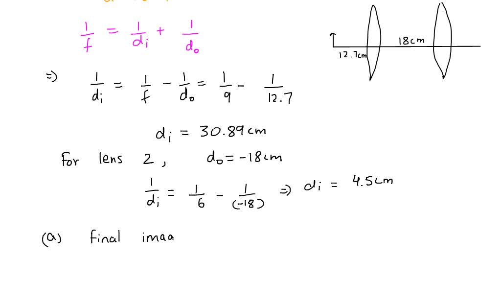 SOLVED A converging lens with a focal length f1 9.00 cm is located 18.