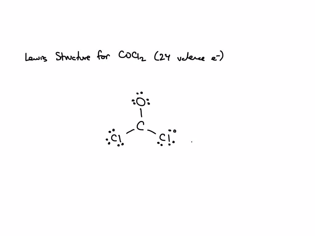 SOLVED draw the lewis structure for COCl2, central atam is C. WHich