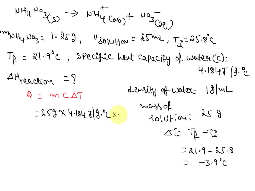 SOLVED: Consider the following endothermic reaction: NH4NO3(s) ? NH4 ...