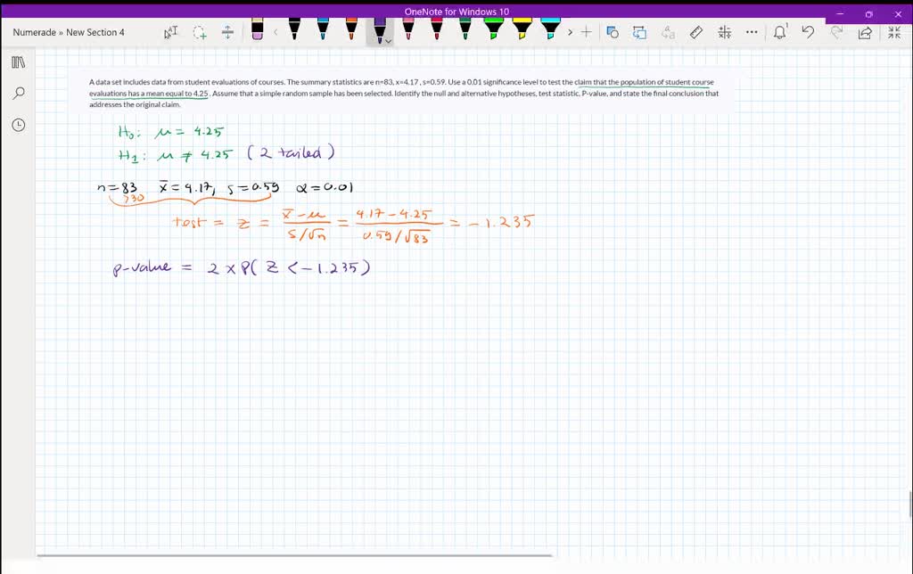 SOLVED A data set includes data from student evaluations of courses