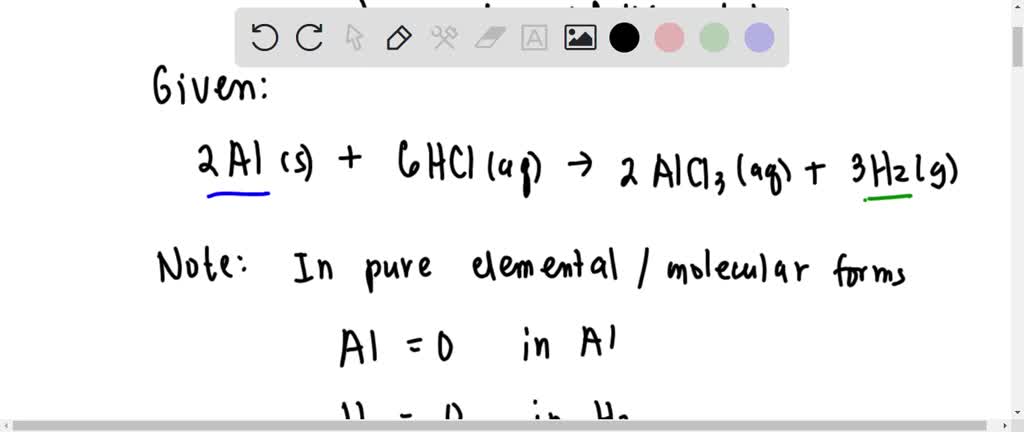 SOLVED: Consider the redox reaction below. 2Al(s) + 6HCl(aq) —-> 2AlCl3 ...