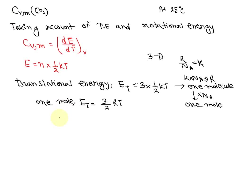 SOLVED: Calculate the molar internal energy of carbon dioxide at 25 °C ...